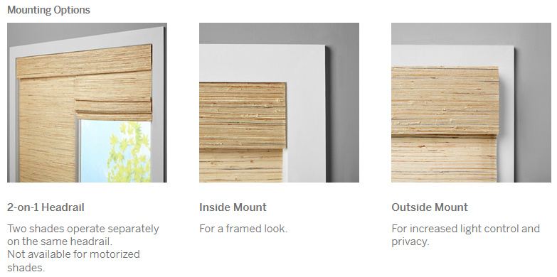Levolor Mounting options for Natural shades