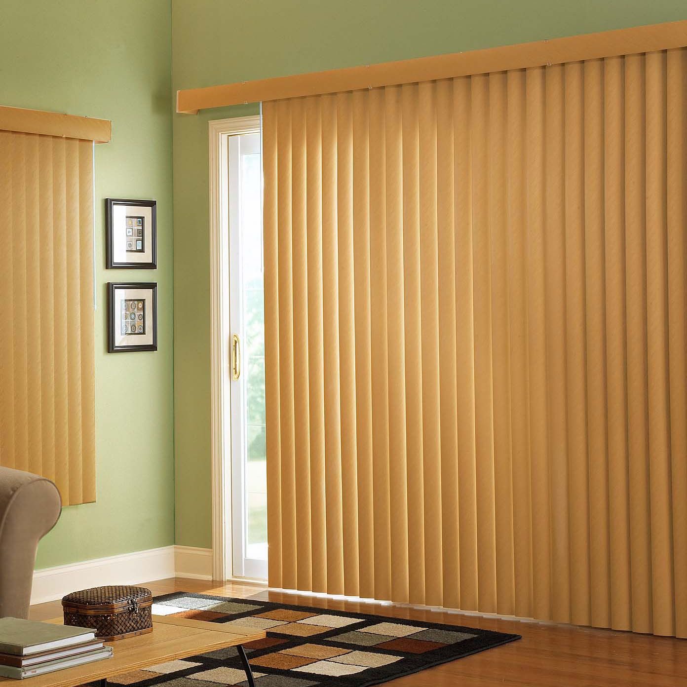 Arcadia  Vinyl vertical blinds with all washable vinyl texture.