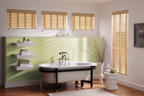 Bali 2 1/2 inch Double Bevel Composite Faux Wood Blinds