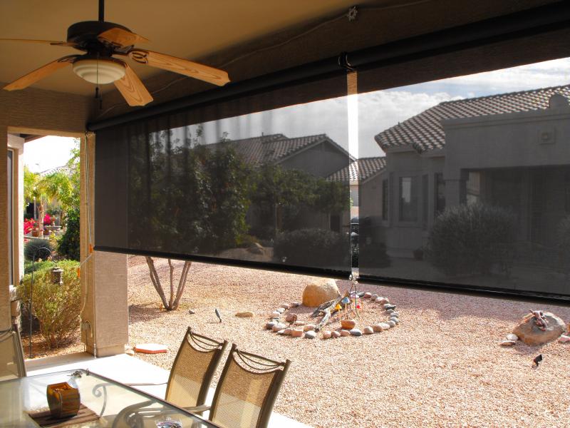 Our Brand PH Super Value Tabby 5% Open Solar Roller Shade Exterior Us (Blinds Express 5697 Blinds) photo