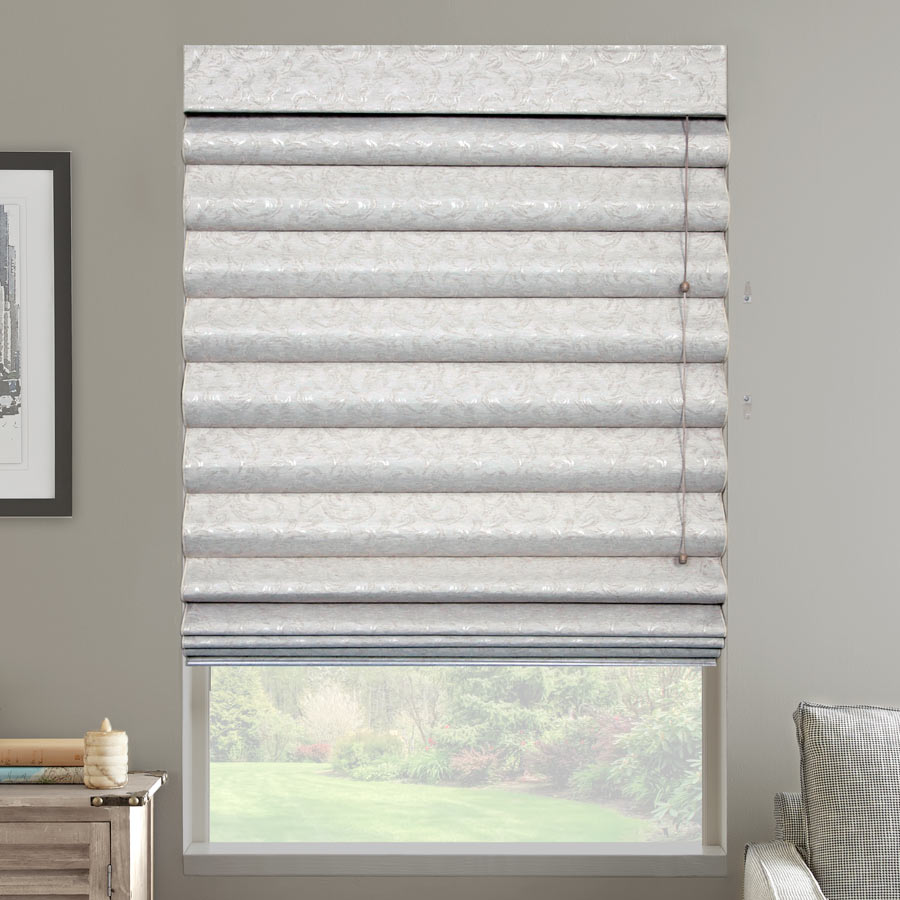 Looped and flat roman shade named  Kingfisher by Bali