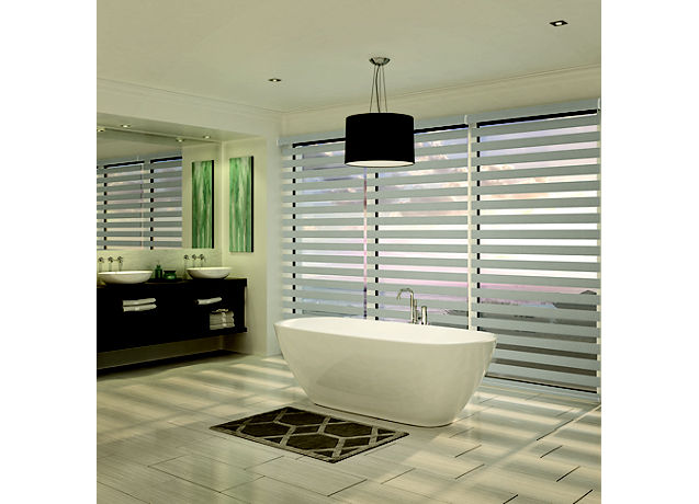 Zebra-shade-by-Levolor called Mohave room dark